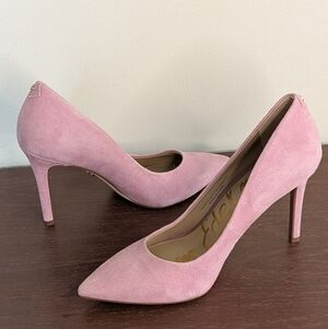 Sam Edelman Hazel Pointed Toe Pump in Pink Suede